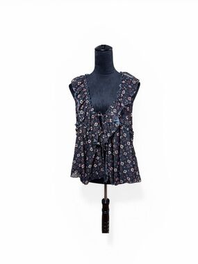 NWT Free People Navy Floral Ruffle Cami